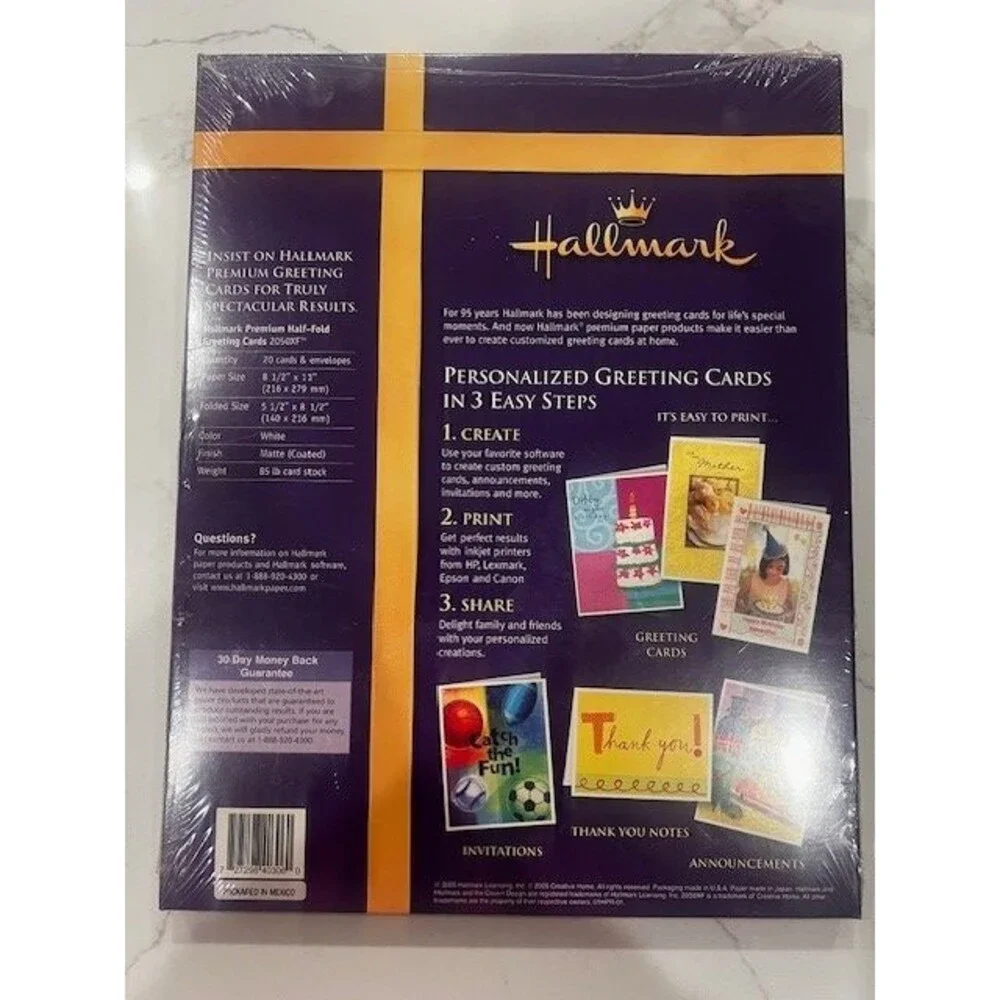 Hallmark Premium Blank Greeting Card Kit  - 2050XF (Pack of 20 Cards) Brand New